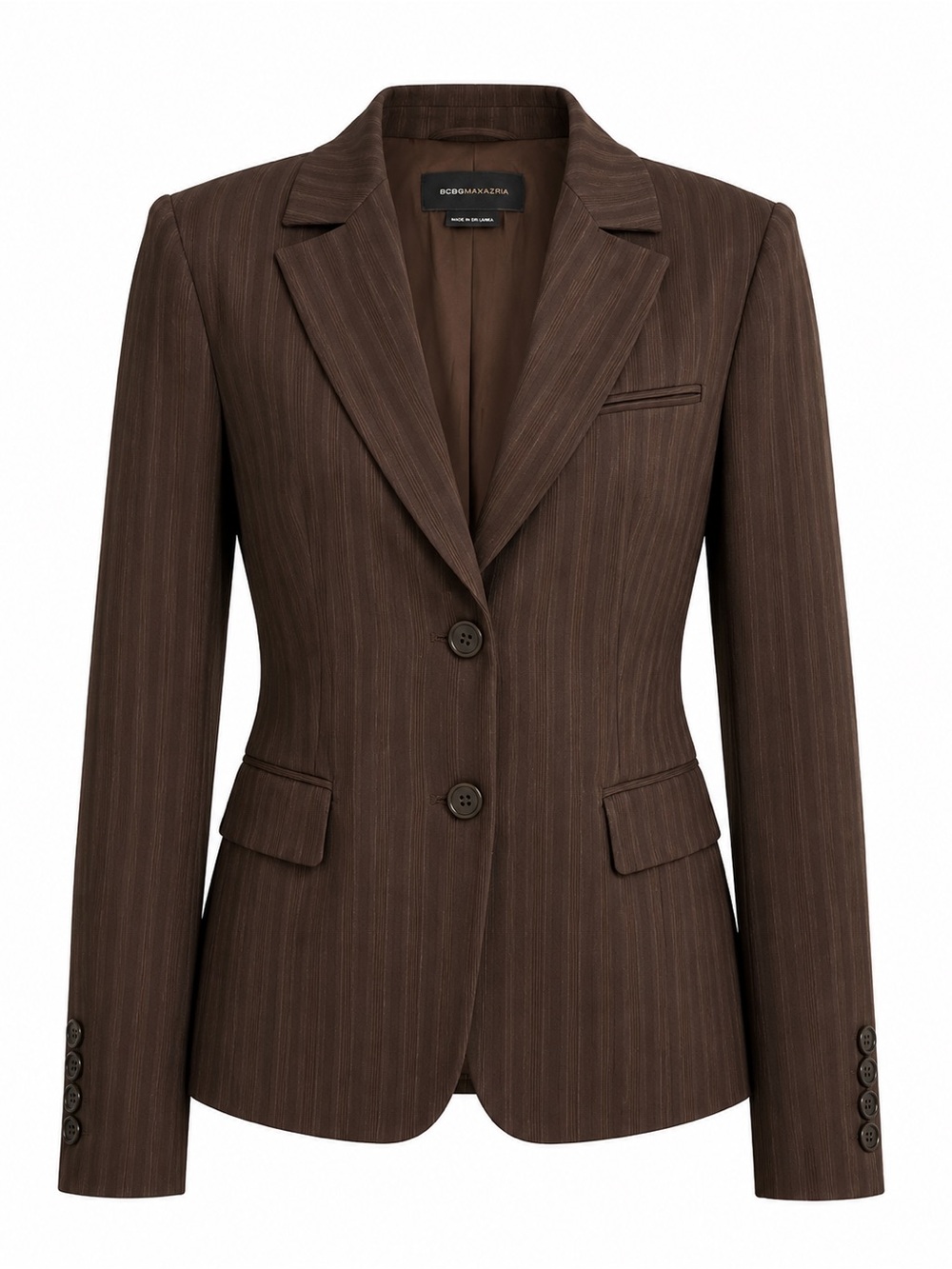 BCBGMAXAZRIA Brown Pinstripe Suit Set Size 2 Blazer Pants Office Career NWOT - Picture 3 of 7